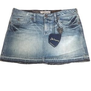 J & Company Denim Jean Skirt Skull Emo Gothic Grunge